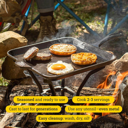 Pre-Seasoned Cast Iron Square Griddle, Pfas-Free, 11 Inches | Cast Iron for Pancakes, Eggs, Bacon & Grilling Favorites, Durable & Even Heat Distribution, Non-Toxic, Made in USA2