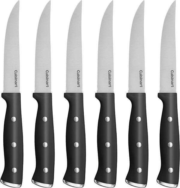 Classic Forged Triple Rivet, 6-Piece Steak Knife Set, Superior High-Carbon Stainless Steel Blades for Precision and Accuracy (Black)1