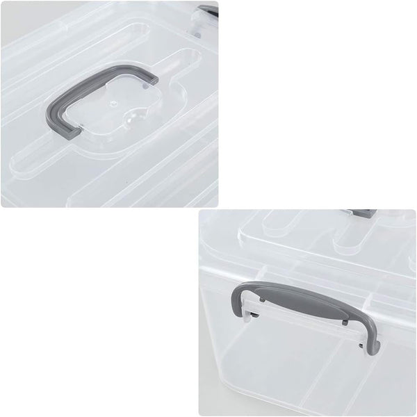 2-Pack Clear Storage Latch Box, Plastic Containers with Lids, 8 L4