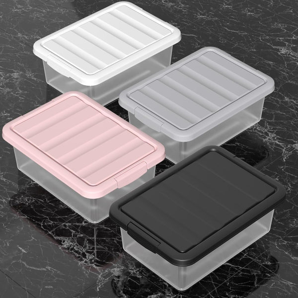 14 Quart Basic Clear Storage Box with Pink Lid (Pack of 2)7