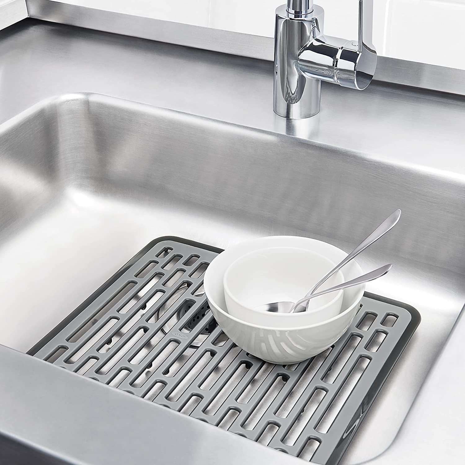 oxo-good-grips-small-kitchen-sink-mat-with-drain-holes-silicone-sink-mat-non-slip-rubber-sink-bottom-mat-protects-dishes-and-sink-kitchen-sink-protector-drain-holes-gray