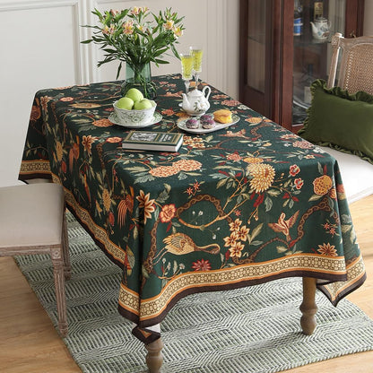 Designer Linen Green Rectangular Tablecloth,79"X55"-Mitchell3
