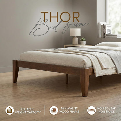 Thor Premium Solid Wood Bed Frame Queen, Japanese Joinery Bed Frame with Wood Slat Support, Platform Bed, No Box Spring Needed, Easy Assembly, Minimalist & Modern Style (Walnut)5
