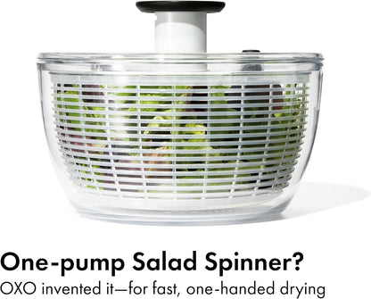 OXO Good Grips Salad Spinner | Lettuce Spinner | Fruit Washer | Fruit Washing Bowl with Strainer | Vegetable Cleaner | Salad Cleaner | Lettuce Washer | 6.22 Quart Capacity | Spin-Dry Lettuce, Herbs, Fruit, Vegetables, Non-Slip Base, Large Capacity Bowl, Easy One-Touch Press Pump, Meal Prep2