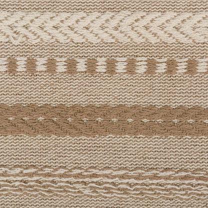 Farmhouse Braided Stripe Table Runner Collection, 15X72 (15X77, Fringe Included), Stone4