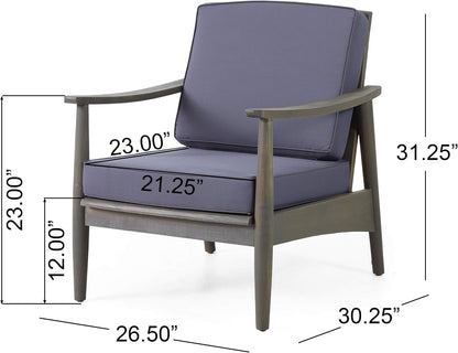 Willowbrook Outdoor 4Pc Chat Set - Acacia Wood - Gray3