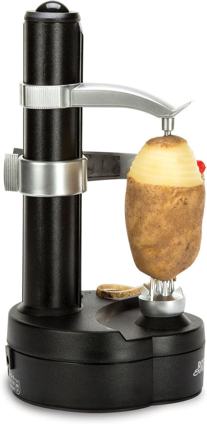 Rotato Express Electric Peeler for Potatoes, Fruits & Vegetables | Hands-Free, Safe & Easy to Use, Effortlessly Peel, Spiralize, Zest & More, Nonslip Base, Includes Spare Blades & Thumb Knife1