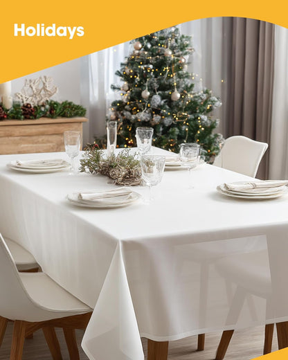 White Plastic Table Cloth - 30 Pack 54" × 108" Rectangle Disposable Tablecloths for 6FT Tables, Waterproof Table Cover for Party, Holiday & Gathering Use | Rectangle, 6 Ft Tables, Waterproof, Disposable Cover, Party Holiday Gathering7