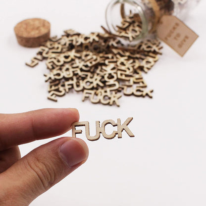 Fuck Jar（5Oz） Gift Jar,Fucks to Give,Fuck Wooden Cutout Letter Piece Bad Mood Vent Spoof Birthday Day,Holiday, Thanksgiving Christmas Gifts to Friend,Gag Funny Gift4