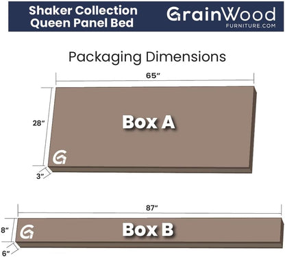 Shaker Solid Wood Panel Platform Bed, Queen Size, Walnut7