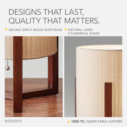 Table Lamp, Walnut Birch Wood & Natural Linen Shade, 23.75”4