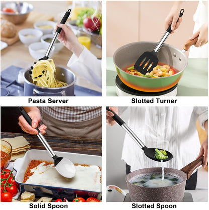 Cooking Utensils Set, 5 PCS Silicone Kitchen Utensils, Black4