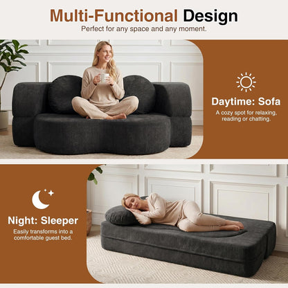 78" Convertible Sofa Bed, Sleeper Boneless Futon Sofa, Black3