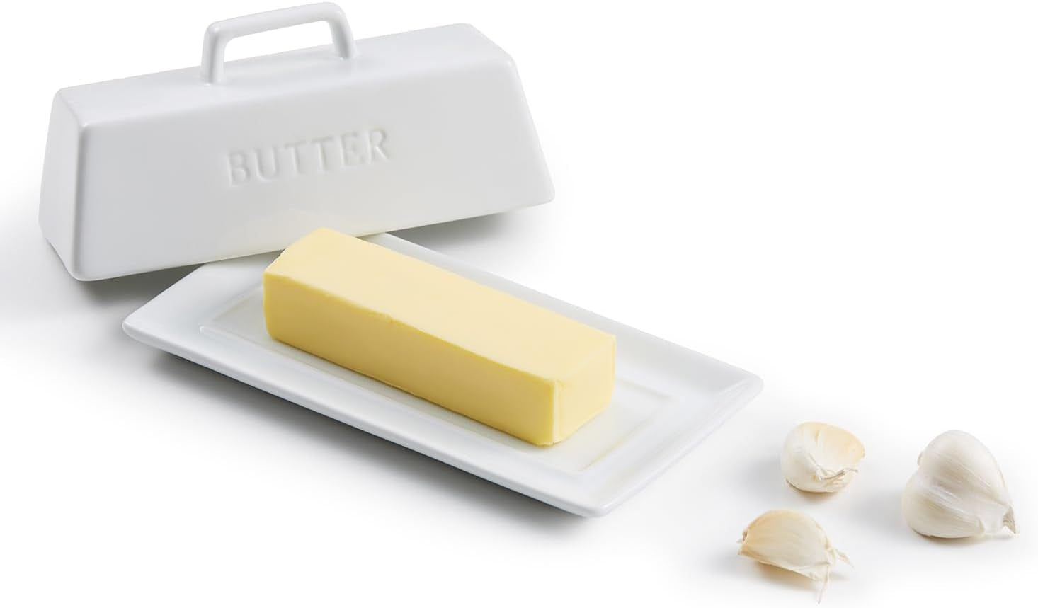 ceramic-butter-dish-with-lid-countertop-dishes-tray-white-holds-1-stick-microwave-dishwasher-safe-elegant-kitchen-storage-covered-holder-handle-stoneware-porcelain-container