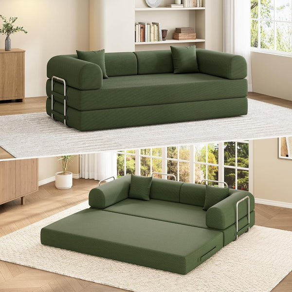 78.7" Convertible Sofa Bed,5-In-1 Corduroy Modular Couch,Green1