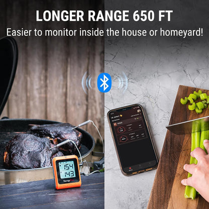 Temppro Tempsync 650 Ft Bluetooth Meat Thermometer with 2 Probes for Grill | Wireless Meat Thermometer Digital for Cooking Turkey, Rechargeable Smoker Accessories for BBQ Oven (Previously Thermopro)2