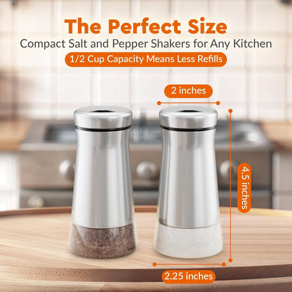 Original Salt and Pepper Shakers Set with Adjustable Pour Holes - Glass and Stainless Steel Salt Shaker and Pepper Shaker - Farmhouse Spice Dispenser for Salts, Ground Peppercorn and Spices5