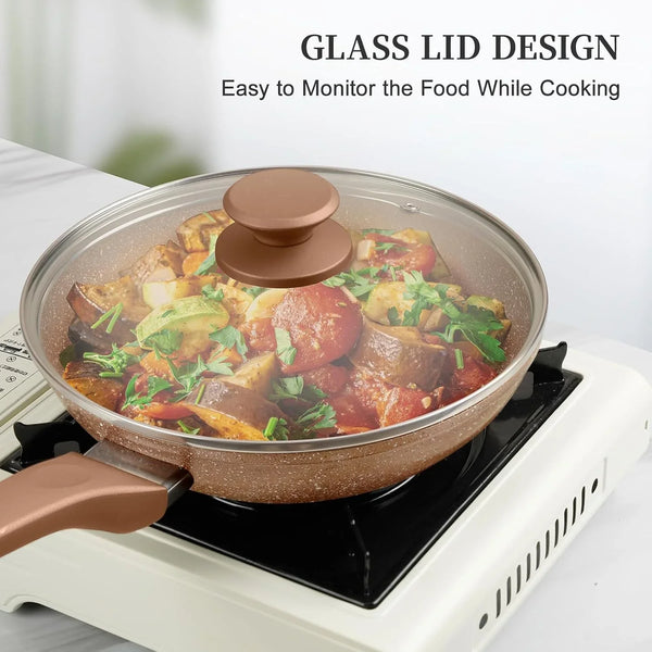 Nonstick Ceramic Frying Pans Skillets Set with Lid 8"+9.5"+11" | No Toxic Egg Omelette Frying Pan Set, All Stove Compatible, Healthy Granite Induction Cooking Pan, PFOA & PFAS Free5