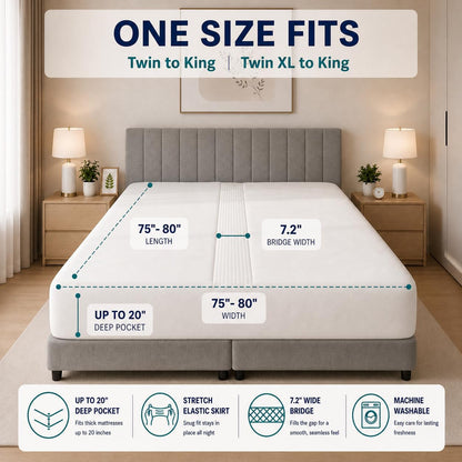 Fitted Sheet Bed Bridge, Split King Gap Filler for Adjustable Bed6