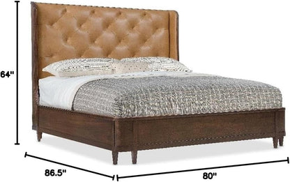 Hooker Archives King Leather Bed with a Light Brown Leather Headboard3