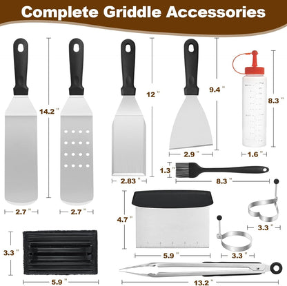 14PCS Griddle Accessories Kit, Flat Top Grill Accessories Set for Blackstone and Camp Chef, Grill Spatula Set with Enlarged Spatulas, Scraper for Outdoor Barbecue | Griddle Tools Set for Blackstone, Grill Spatula Set with Enlarged Spatulas, Scraper for Outdoor Barbecue2