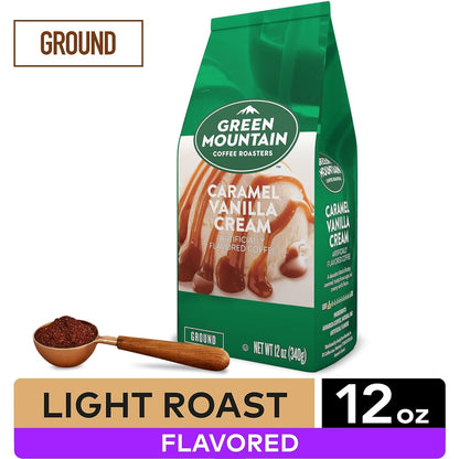 , Caramel Vanilla Cream, Ground Flavored Coffee, Light Roast, Bagged 12Oz.3