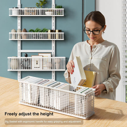 6-Tier over the Door Pantry Organizer,Hanging Spice Rack,Grid Basket,White3