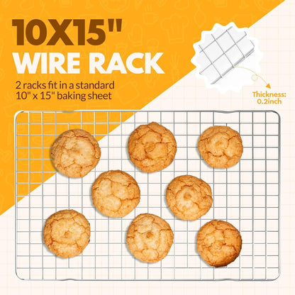 2 PCS Cooling Racks for Cooking and Baking, 15X10 Inches Stainless Steel Cooling Rack, Sheet Pan with Wire Rack for Baking Sheet, Bacon Rack Oven Safe Fits Jelly Roll Sheet Pan2