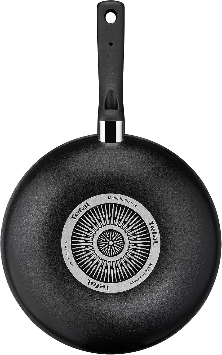 tefal-c38819-hard-titanium-essential-wok-pan-28-cm-non-stick-coating-with-titanium-particles-thermal-signal-temperature-indicator-dishwasher-safe-made-in-france-black