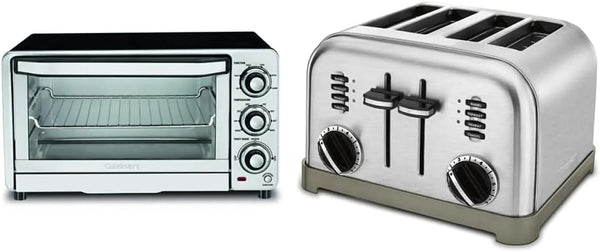 TOB-40N Custom Classic Toaster Oven Broiler, 17 Inch, Black & CPT-180P1 Metal Classic 4-Slice Toaster, Brushed Stainless1