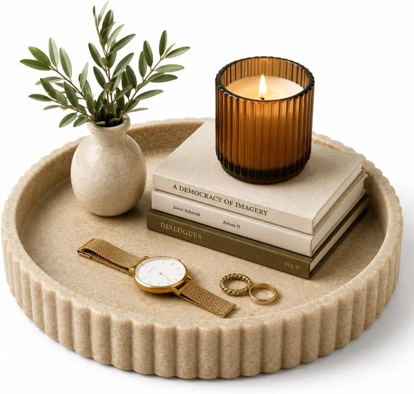 round Decorative Tray Coffee Table Tray - Resin Circle Tray Decor | Coffee Table Decor for Living Room - Coffee Table Centerpiece Tray - Bandejas Decorativas - Decor Tray for Home Decor1