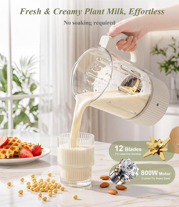 Nut Milk Maker Machine, 59Oz Soy Milk Machine with Detachable Design, 9 in 1 Homemade Soy, Almond, Oat, Plant Based Milk, Juice, Milkshake and Smoothie Maker, 24H Delay Start, Auto Clean4