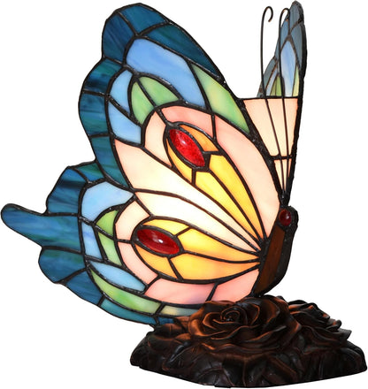 Tiffany Style Blue Pink Butterfly Table Lamp1