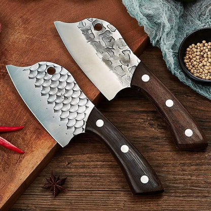 Meat Cleaver,Cleaver Knife, 5 Inch Forged Mini Kitchen Knife Slicing Hunting Knife Sharp BBQ Camping Fishing Meat Cleaver Stainless Steel Outdoor Knife Sheath (Color : Forged Knife)2