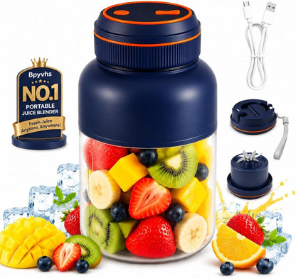 Portable Wireless Juicer Cup 45OZ Rechargeable Cordless Blender | 38 Blade Cutting System USB Charging Double Lid Design Smoothies Protein Shakes Fruits Vegetables Travel Use1