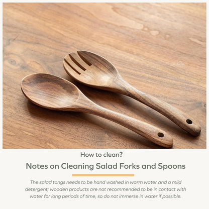 Acacia Salad Servers, 10-Inch, Set of 2 | Wooden Salad Tongs for Serving Salad Mixes7