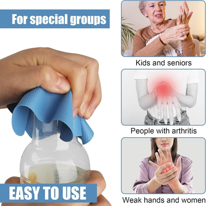 4Pcs Jar Opener Gripper Pad for Seniors with Weak Hands, Rubber | Multi-Function Silicone Bottle Opener Lid Cap Rubber Gripper Pads Kitchen Coasters Gadgets, Light Blue, Green6