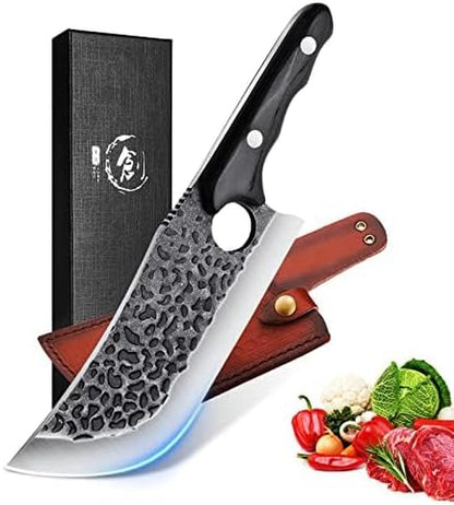 Huusk Japanese Meat Cleaver with Sheath, Butcher Knife for Meat Cutting1