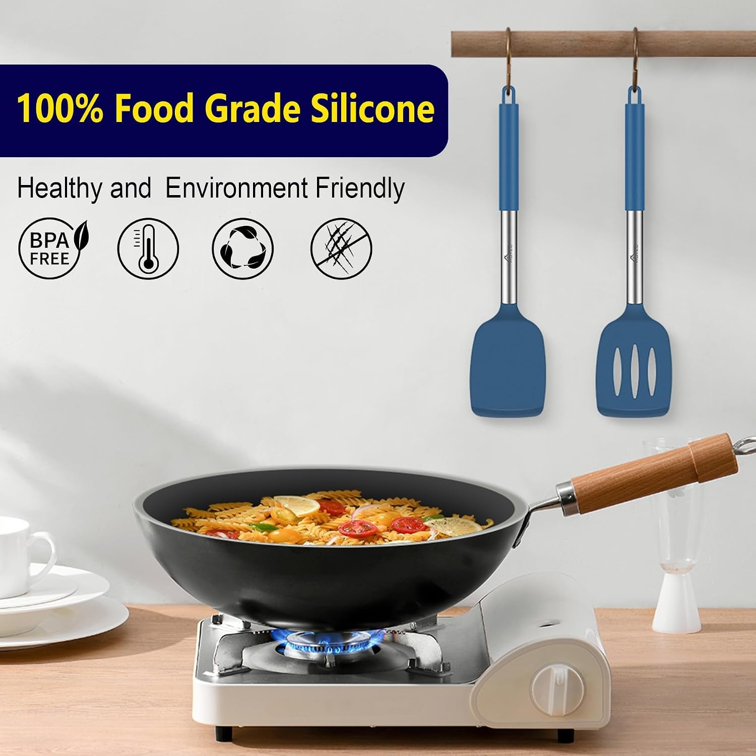 silicone-spatula-set-of-2-heat-resistant-600-f-bpa-free-kitchen-saptulaturner-with-stainless-steel-handles-slotted-solid-spatulas-for-nonstick-cookware-13-7-inch-classic-blue