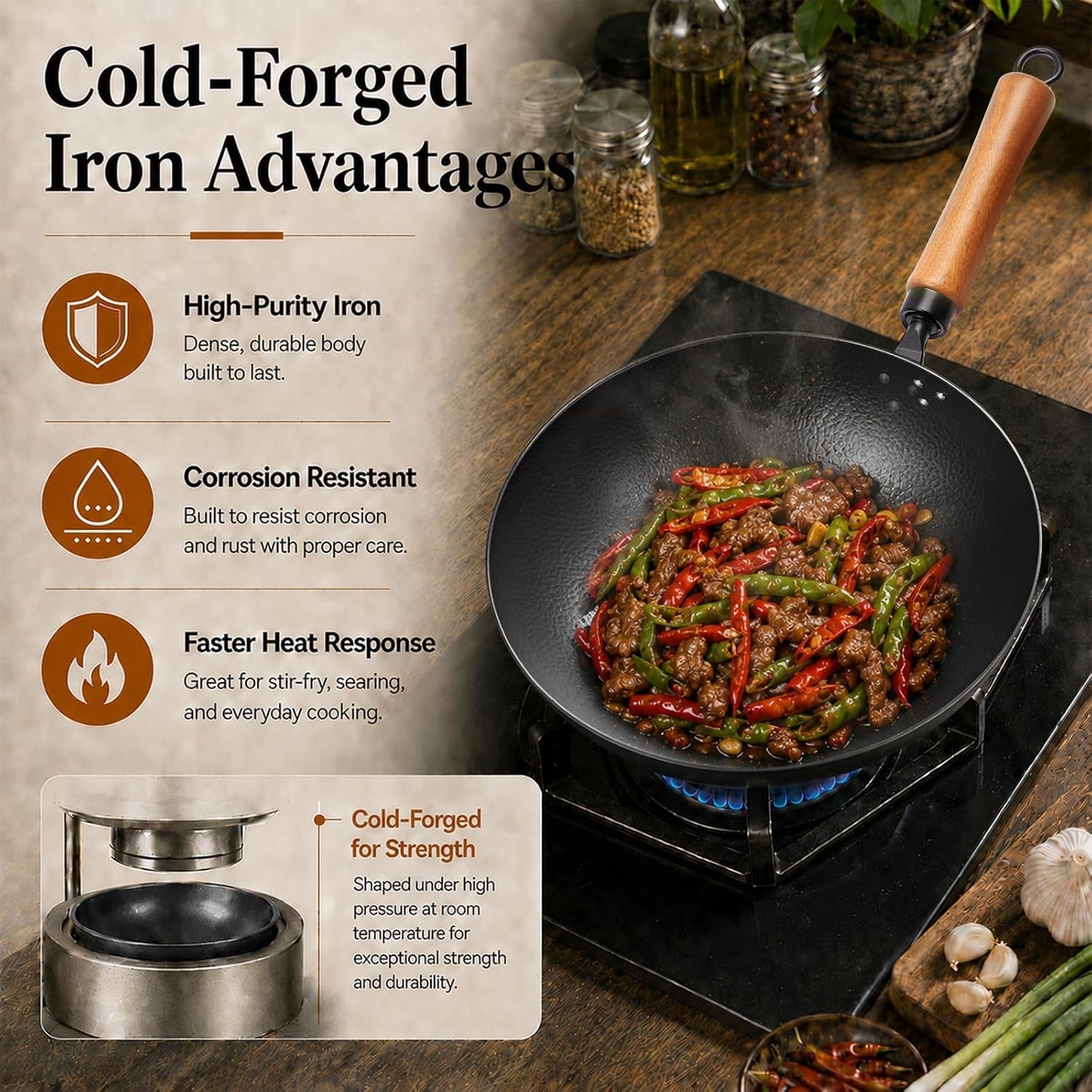 11-round-bottom-carbon-steel-wok-with-glass-lid-traditional-chinese-stir-fry-pan-for-gas-stove-wok-ring-3-2-qt-small-wok-for-1-3-people-uncoated-wood-handle-seasoning-required
