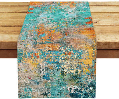 Colorful Boho Table Runner 72 Inches Long Teal1