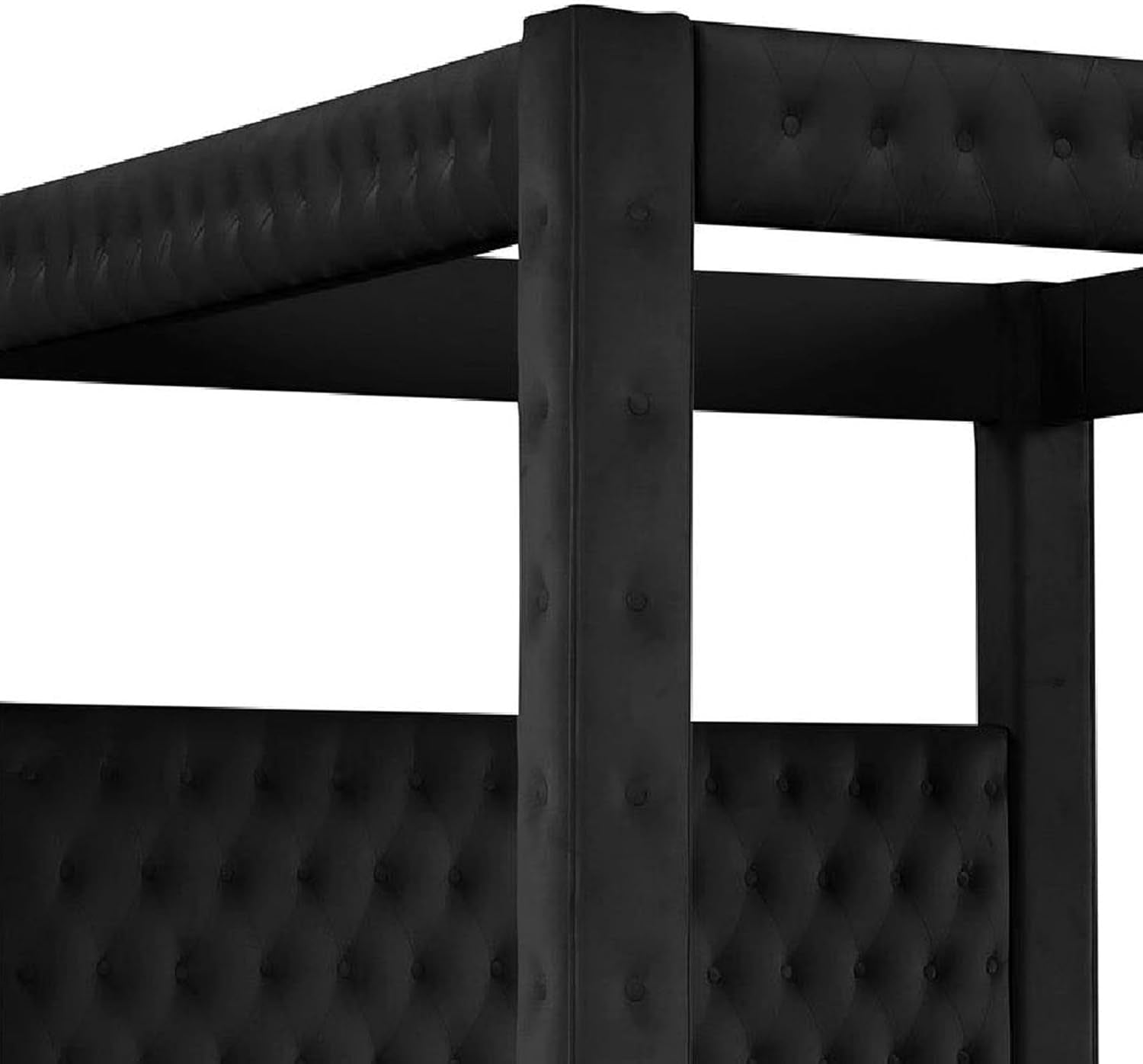 beli-king-size-canopy-bed-tufted-design-black-velvet-upholstery