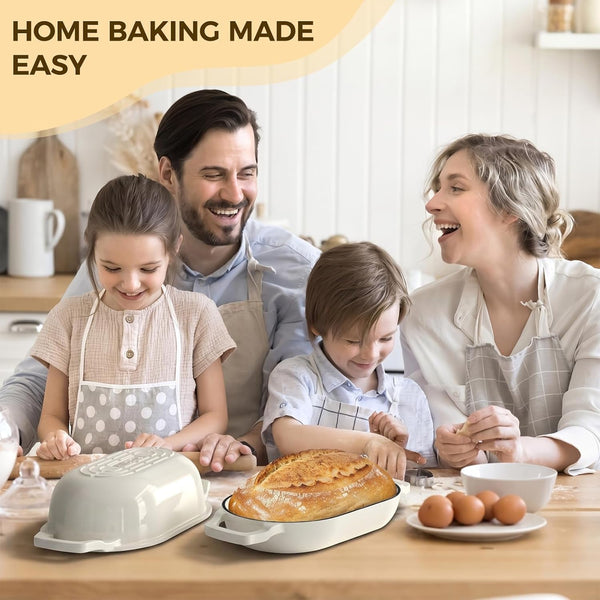 Enameled Cast Iron Dutch Oven Pot with Lid, Oval Bread Oven | Loaf Cast Iron Bread Pan for Homemade Bread Baking, Meatloaf Pan with Lid, 5.5QT, Cream White6