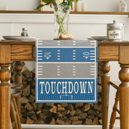 Blue Grey Touch down American Football Court Table Runner, Rugby Boy Birthday Party Kitchen Dining Table Decoration for Home Decor 13X72 Inch2
