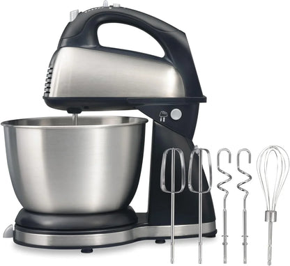 Classic Stand and Hand Mixer, 4 Quarts, 6 Speeds with Quickburst, Bowl Rest, 290 Watts Peak Power, Black and Stainless | 2-In-1 Versatility | Quickburst for Added Power | 290 Watts Peak Power | Built-In Bowl Rest | Black and Stainless Steel4