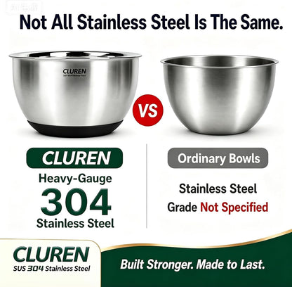 304 Stainless Steel Mixing Bowls Set, 3-Piece (1.5, 3 & 5 QT)2