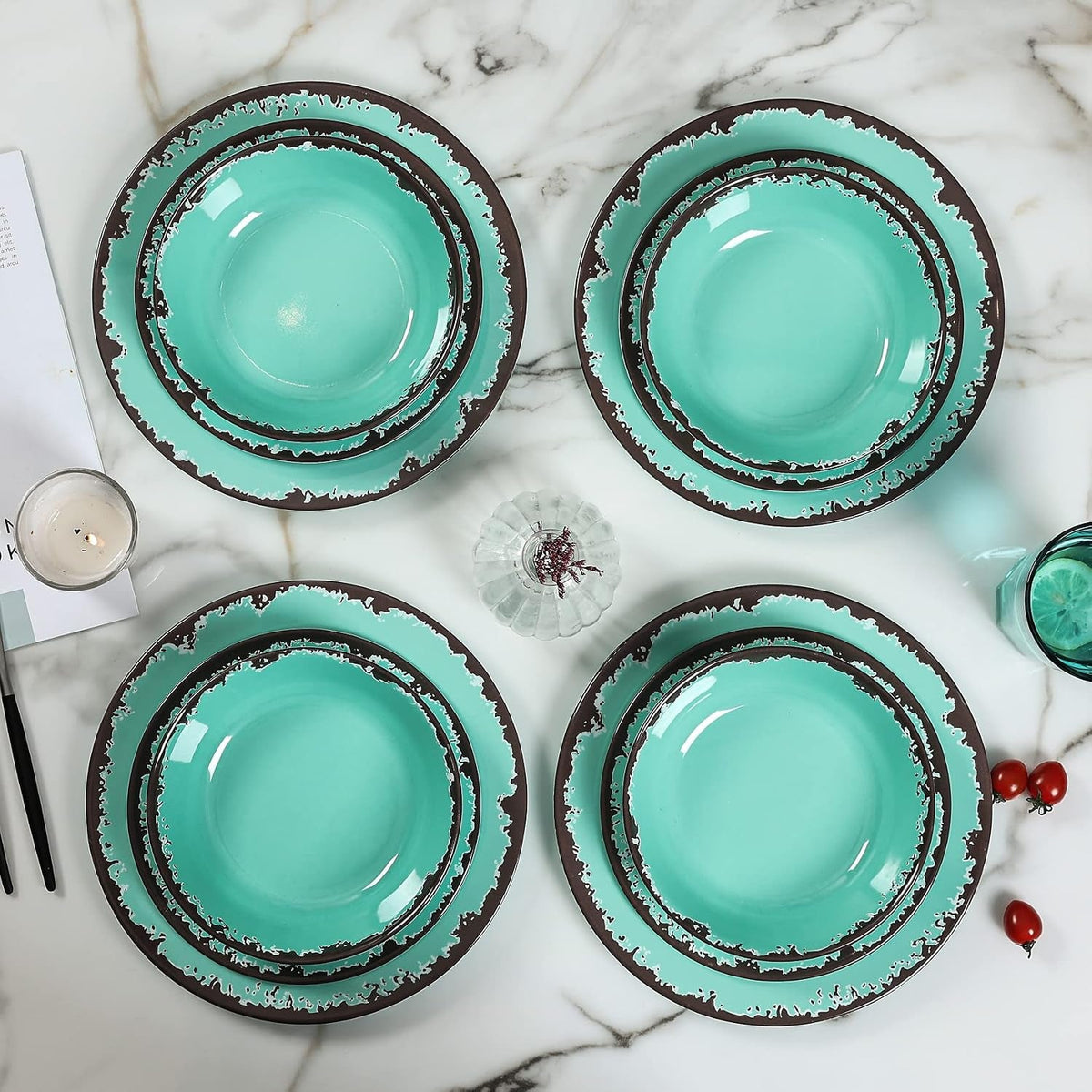 rustic-melamine-dinnerware-set-12pcs-plates-and-bowls-sets-green