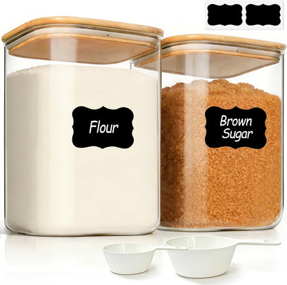 Flour Sugar Storage Containers 4 Qt, Set of 2 Glass Flour Container1