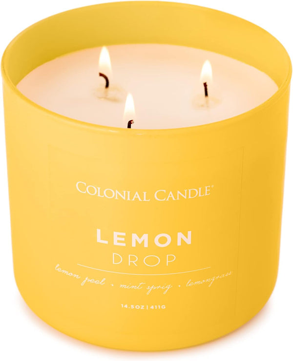 Lemon Drop Scented Jar Candle, Pop of Color Collection, 3 Wick, 14.5 Oz - up to 60 Hours Burn3