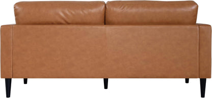 Marisa Genuine Leather Mid-Century Modern Sofa, Tan9